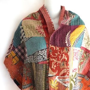 Beautiful Boho Patchwork Kantha Sari Scarf